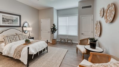 Bright and stylish interior of a resident room