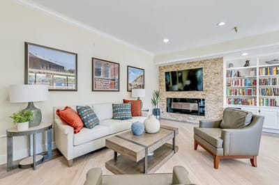A bright common area with comfortable seating