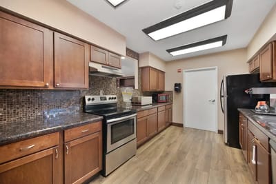 Modern kitchen in a senior living facility