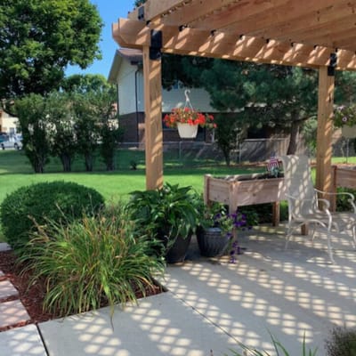Beautiful outdoor space with garden and seating
