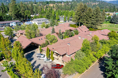 Aerial view of the courtyard and facility layout