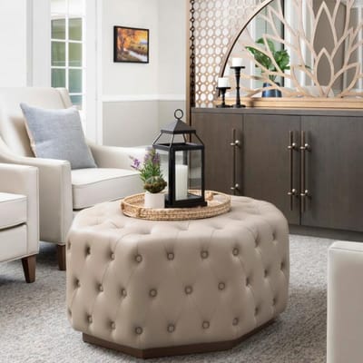 Stylish common area with modern furniture