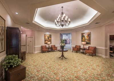 Bright common area with elegant decor and furniture