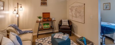 Cozy interior of a resident's private room