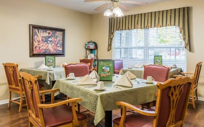 Dining room set up for meal service