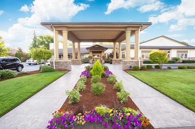Exterior view of the Cascade Park Retirement Community entrance