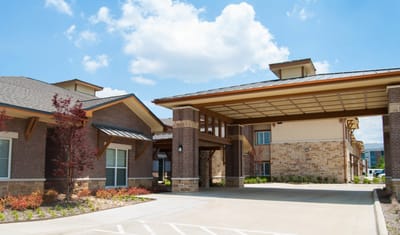 Exterior view of Cedar Bluff Assisted Living building entrance