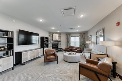 Bright and inviting common area with seating
