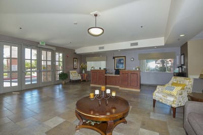 Bright and welcoming lobby area with seating