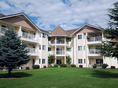 Exterior view of a senior living facility building