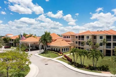 Aerial view of Discovery Village at the Forum building and grounds