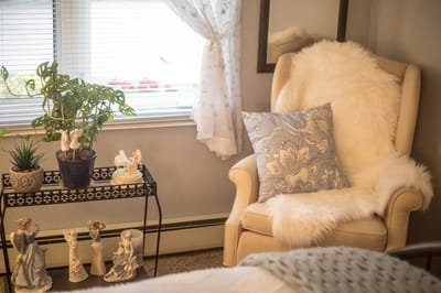 Cozy reading corner with a chair and decor