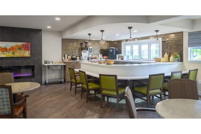 Dining room with modern furniture and decor