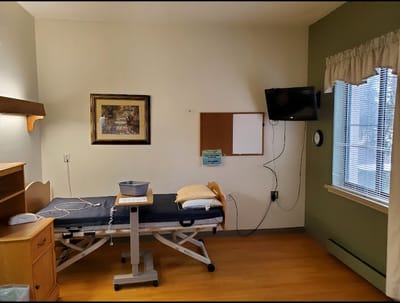 Private resident room with equipment and decor