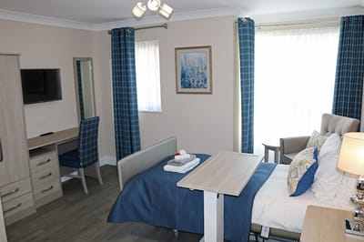 A private resident room with modern furnishings