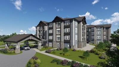 Exterior view of Monark Grove Greystone building