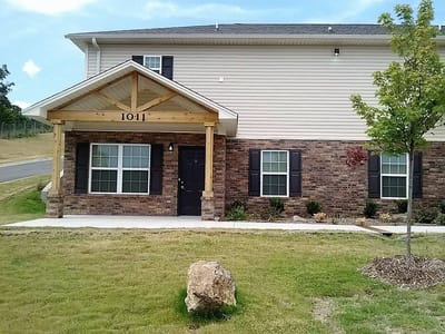 Exterior view of a senior living facility entrance