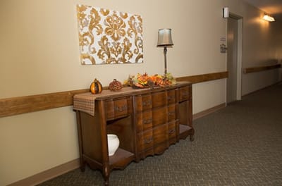 Decorative console table in a hallway