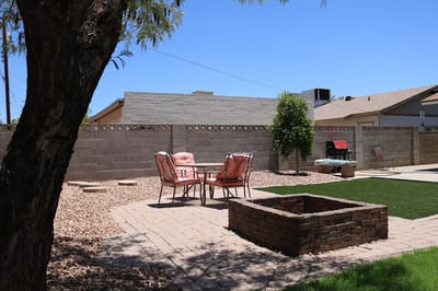 Cozy outdoor seating area with a fire pit