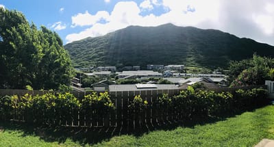 Panoramic view of the serene hillside landscape