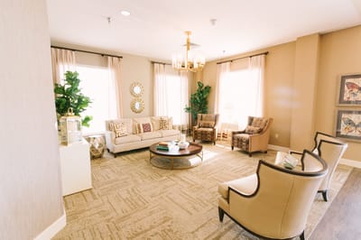Bright interior common area with comfortable seating