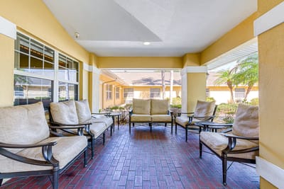 Outdoor seating area with comfortable chairs