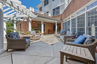 Outdoor seating area with comfortable furniture