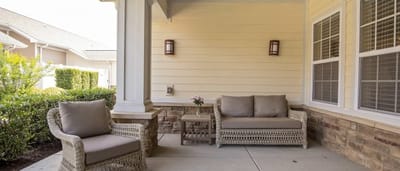 Outdoor seating area with comfortable chairs