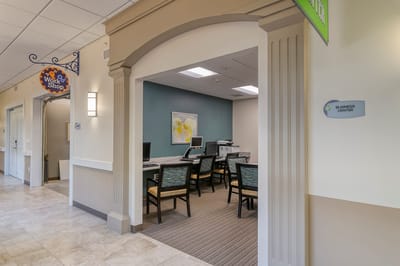 Interior view of a business center in the facility