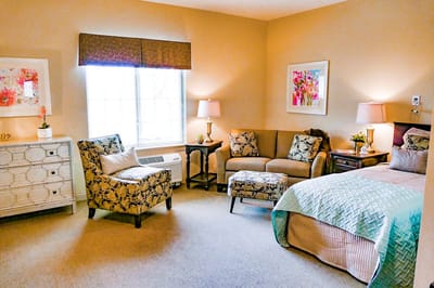 Cozy interior of a resident's room with comfortable furnishings