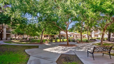 A beautifully landscaped garden area at the facility