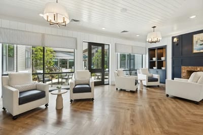 Bright common area with comfortable seating