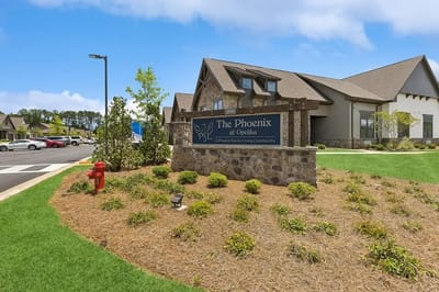 Exterior view of The Phoenix at Opelika facility entrance