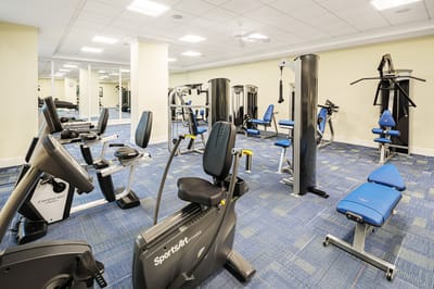 Interior of a fitness room with exercise equipment