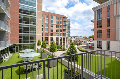View of the facility's outdoor space with seating areas