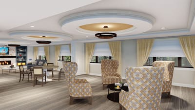 Bright and inviting common area with cozy seating