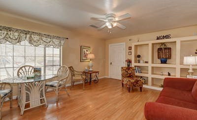Cozy interior common area with seating and decor