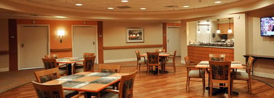 Interior dining area with tables and seating