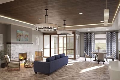 A modern common area with seating and natural light