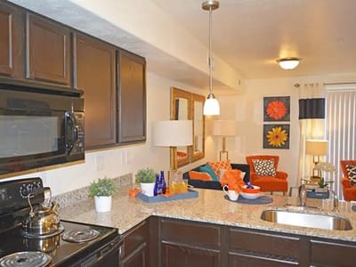 Interior of a stylish senior living apartment