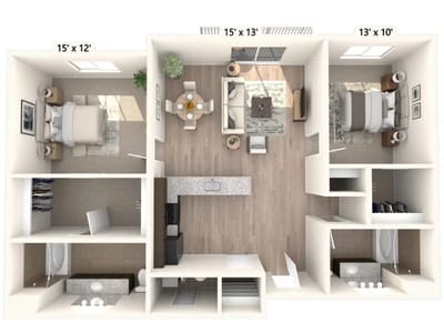 Architectural floor plan of a resident unit