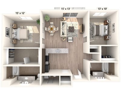Architectural floor plan of a resident unit
