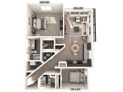 Architectural floor plan of a resident unit