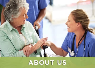 A caregiver interacting with a resident in a facility setting