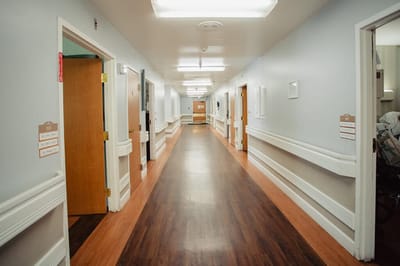 Clean hallway in a senior living facility