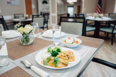 Healthy meal served in the dining room