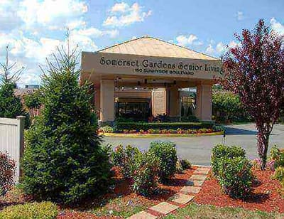 Exterior view of Somerset Gardens Senior Living entrance