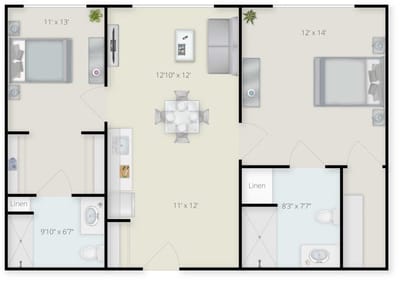 Architectural floor plan layout with labeled rooms