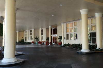 Entrance area of the facility with decorative plants