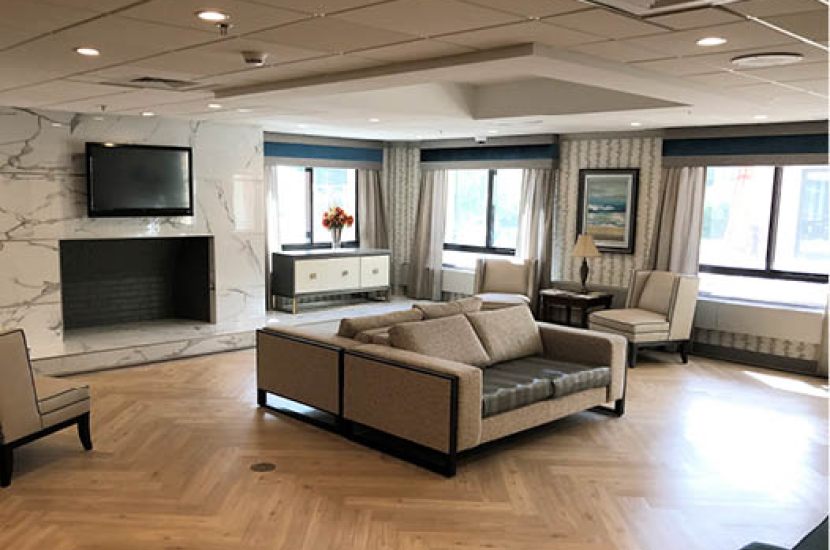 Bright and inviting common area with seating